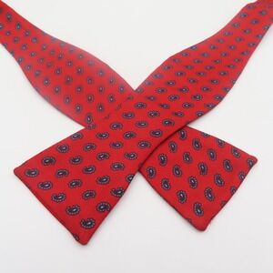 Robert Talbott Bow Tie Silk Red Blue Paisley 2.25" Wide Self Tie USA